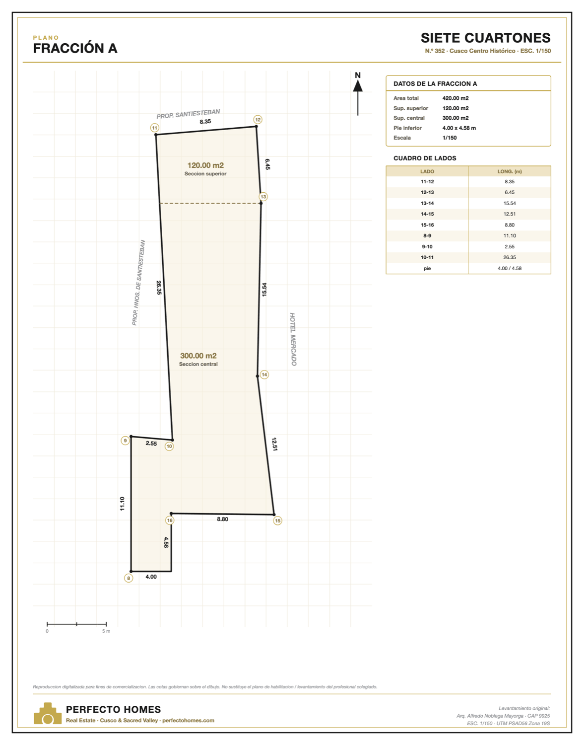 Fraction A detail plan, 120 and 300 square meter sections