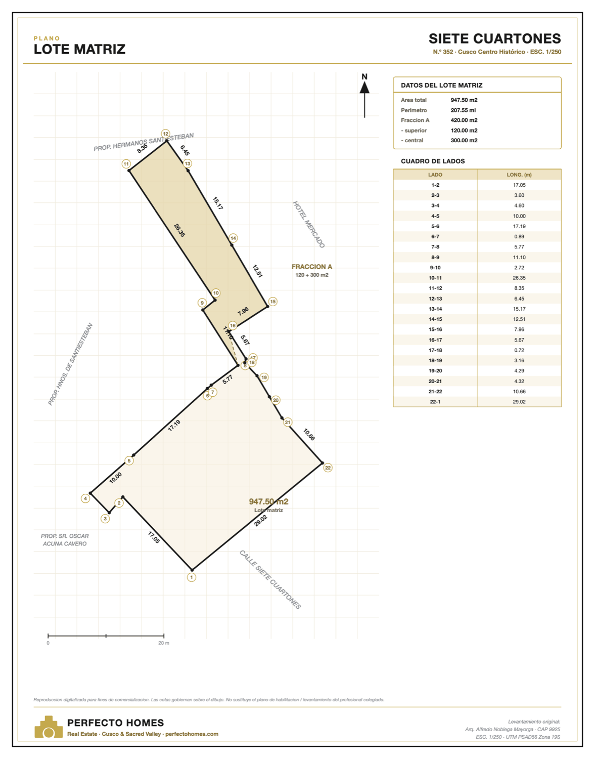 Mother lot plan with Fraccion A subdivision